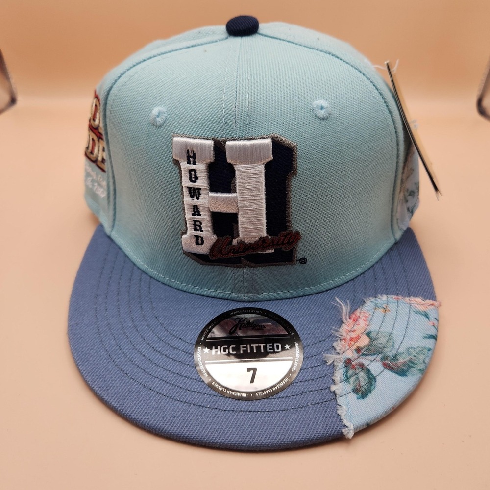 Howard Bison Hat Cap Fitted Mens 7 Blue NCAA Football Headgear Classics HBCU